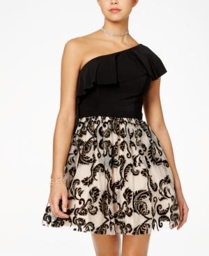 Blondie Nites Juniors' One-shoulder Fit & Flare Dress