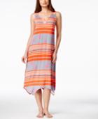Ellen Tracy Striped Handkerchief-hem Long Nightgown