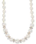 Anne Klein Gold-tone Crystal & Imitation Pearl Collar Necklace