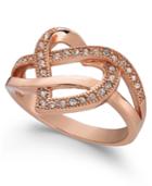 Charter Club Rose Gold-tone Crystal Swirl Heart Band Ring, Created For Macy's
