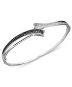 Black And White Diamond Bypass Bangle Bracelet In Sterling Silver (1/4 Ct. T.w.)