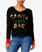 Hooked Up By Iot Juniors' Santa Bae Graphic Sweater