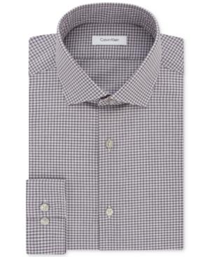 Calvin Klein Steel Men's Slim-fit Non-iron Performance Stretch Red Check Dress Shirt