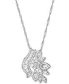 Cubic Zirconia Fancy Cluster Pendant Necklace In Sterling Silver