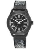 Vince Camuto Women's Crystal Accent Black Silicone Strap Watch 42mm Vc-5259bkbk