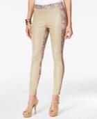 Thalia Sodi Faux-leather-front Snakeskin-print Skinny Pants, Only At Macy's