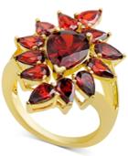 Garnet (4-3/8 Ct. T.w.) Sunburst Ring In 18k Gold-plated Sterling Silver