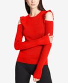 Dkny Ruffled Cold Shoulder Sweater,a Macy's Exclusive Style