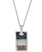 Diamond Flag Dog Tag Pendant Necklace In Sterling Silver (1/2 Ct. T.w.)