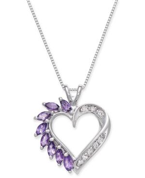 Amethyst (3/4 Ct. T.w.) And Diamond Accent Heart Pendant Necklace In 14k White Gold
