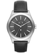 Ax Armani Exchange Men's Diamond Accent Black Leather Strap Watch 44mm Ax2325