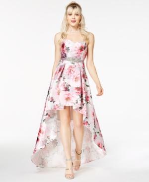 City Studios Juniors' Floral-print High-low Gown, A Macy's Exclusive Style