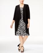 R & M Richards Plus Size Jacket & Necklace Printed Dress