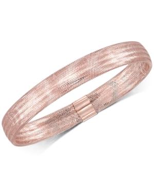 Italian Gold Stretch Bangle Bracelet In 14k Yellow, White Or Rose Gold, Made In Italy