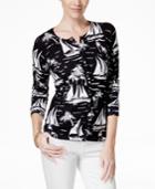 Charter Club Long-sleeve Cardigan, Sailboat Print