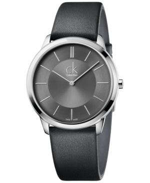 Calvin Klein Minimal Men's Swiss Minimal Black Leather Strap Watch 40mm K3m211c4