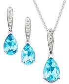 Sterling Silver Blue Topaz (6-3/8 Ct. T.w.) & Diamond Accent Pendant & Earrings Set