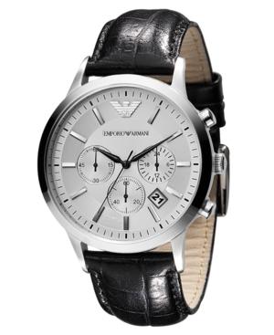 Emporio Armani Watch, Men's Chronograph Black Leather Strap Ar2432