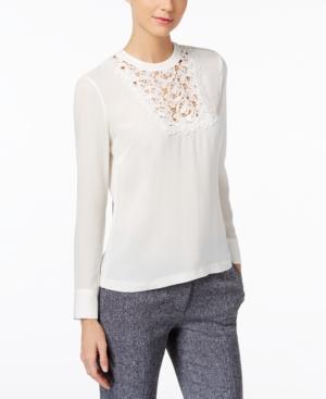 Catherine Malandrino Penny Silk Lace-inset Blouse