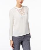 Catherine Malandrino Penny Silk Lace-inset Blouse