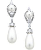 Eliot Danori Alhambra Silver-tone Glass Pearl Teardrop Earrings