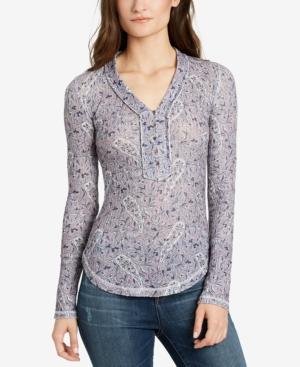 William Rast Woodland Printed Henley Top