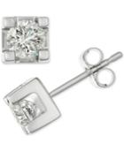 Diamond Square Claw Stud Earrings (1 Ct. T.w.) In 14k White Gold