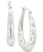 Giani Bernini Openwork Filigree Oval Hoop Earrings In Sterling Silver, Created For Macy's