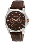 Kenneth Cole New York Men's Diamond Accent Brown Leather Strap Watch 44mm 10022313