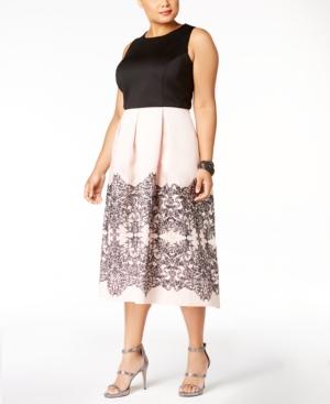 Sl Fashions Plus Size Colorblocked Midi Dress