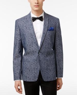 Ben Sherman Men's Slim-fit Blue And Gray Paisley Cotton Dinner Jacket