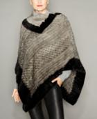 The Fur Vault Colorblocked Knitted Mink Fur Poncho