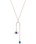 Swarovski Rose Gold-tone Crystal & Imitation Pearl Evil Eye 14-3/4 Lariat Necklace