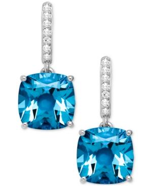 Blue Topaz (5-1/2 Ct. T.w.) And Diamond Accent Drop Earrings In 14k White Gold