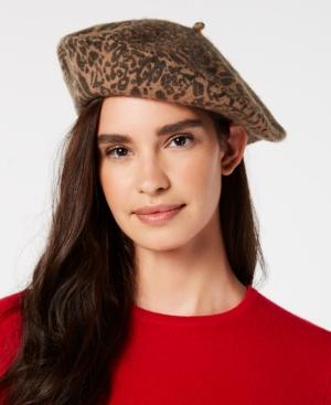 I.n.c. Leopard-print Wool Beret, Created For Macy's