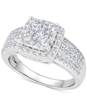 Diamond Halo Square Cluster Ring (1 Ct. T.w.) In 14k White Gold