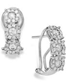 Diamond (1 Ct. T.w.) Cluster Flower Huggie Earrings In 14k White Gold