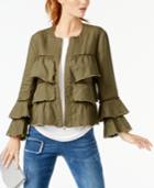 Inc International Concepts Petite Linen Ruffled Jacket, Created For Macy's