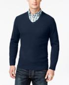 Club Room Big And Tall Diamond-knit Pattern V-neck Sweater, Only At Macy's
