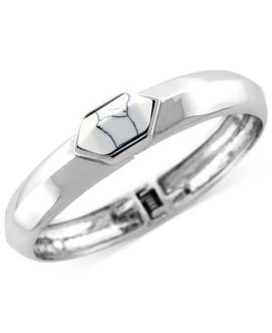 Vince Camuto Silver-tone Chevron Stone Hinge Bangle Bracelet