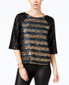 Chelsea Sky Elbow-sleeve Sequined Top, Only At Macy's