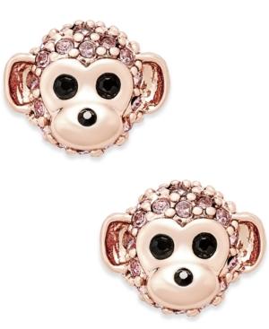 Kate Spade New York Rose Gold-tone Crystal Monkey Stud Earrings
