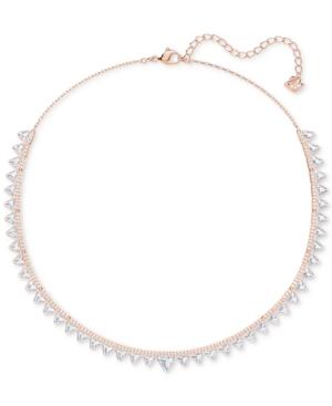Swarovski Rose Gold-tone Crystal Triangle Choker Necklace, 14-3/4 + 1-3/4 Extender