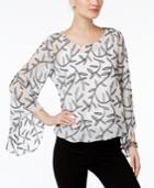 Alfani Petite Floral-print Jacquard Blouson Top, Only At Macy's