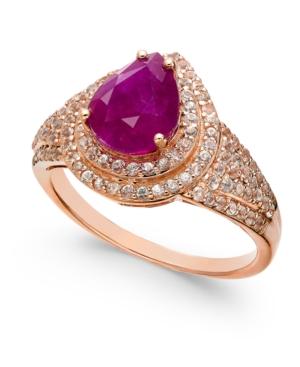 Certified Ruby (2 Ct. T.w.) & White Sapphire (3/4 Ct. T.w.) Ring In 14k Rose Gold