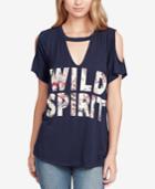 Jessica Simpson Juniors' Ula Wild Spirit Cold-shoulder Graphic T-shirt