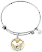 Disney's Mickey Mouse Crystal Charm Bangle Bracelet For Unwritten In Stainless Steel And Gold-tone