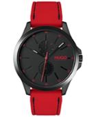 Hugo Men's #jump Red Rubber Strap Watch 41mm
