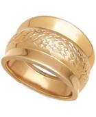 Italian Gold Wide Textured Band In 14k Gold