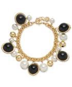 Charter Club Gold-tone Pave, Imitation Pearl & Bead Shaky Link Bracelet, Created For Macy's